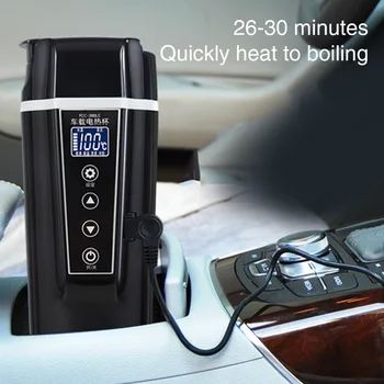

400ML Kettle Vehicle Travel Electric Portable Temperature Display Car Heating Cup Universal Drinking Touch Control 12V 24V