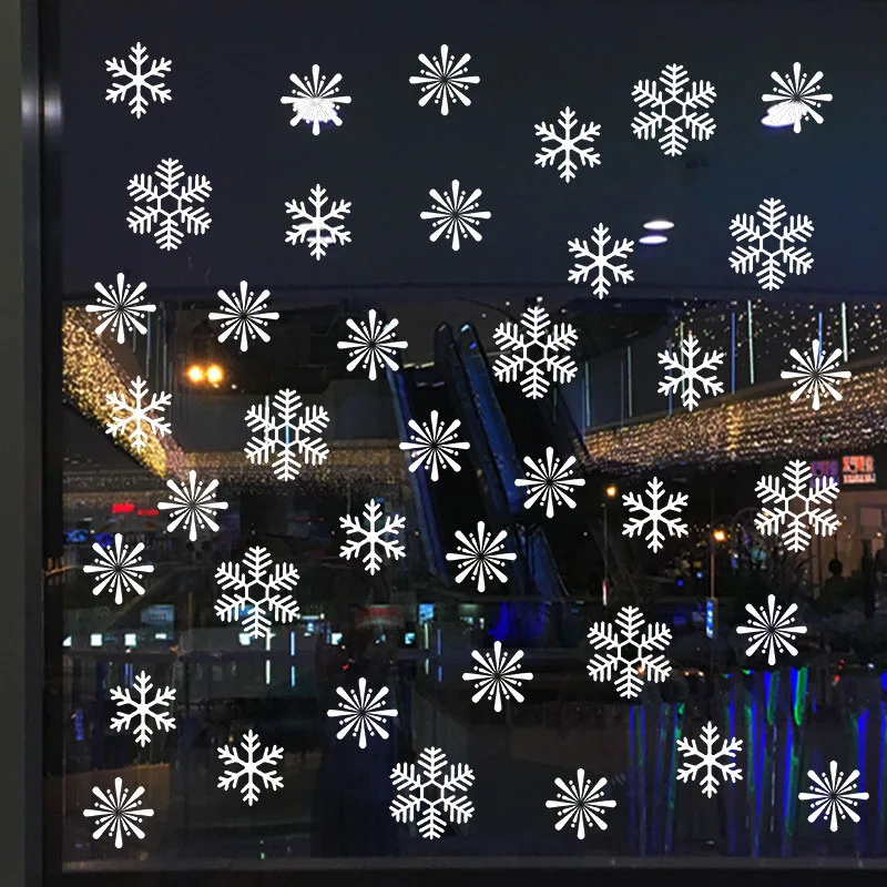 Merry Christmas Snowflake Window Sticker Frozen Party Winter Wall Stickers DIY Happy New Year Xmas Decor Shop Window Ornaments