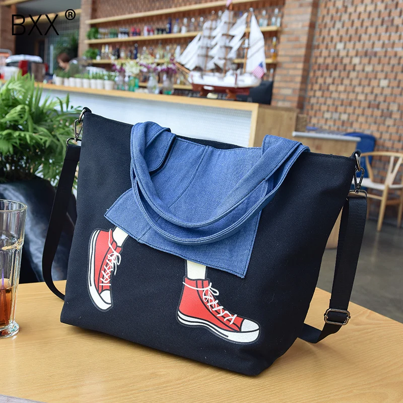 

[BXX] Casual Canvas Crossbody Bags For Women 2020 Spring Large Capacity Shoulder Messenger Bag Lady Handbags and Purses HK336
