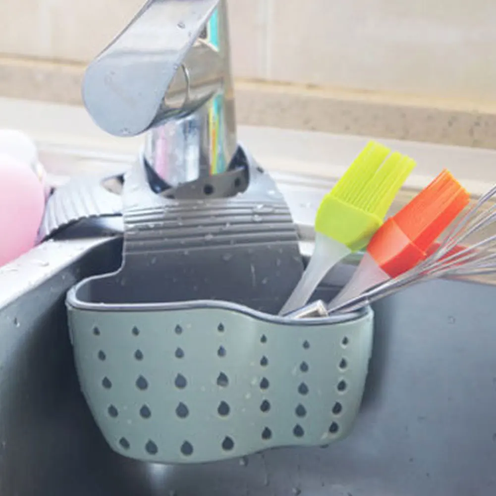Kitchen Sink Sponge Drain Rack With Adjustable Strap Area Organizer Bathroom Cooking Shelf Supply Soap | Дом и сад