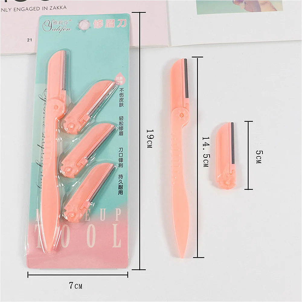 Eyebrow Trimmer Set Eye Brow Razor Face Body Hair Removal Shaver Blades Scissors Women Profiler Beauty Makeup Tools 4pcs/Set