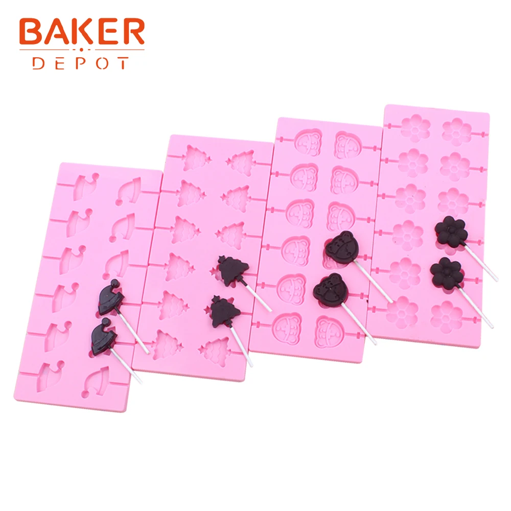 BAKER DEPOT оптом силиконовые формы для леденцы Конфеты Шоколад круглый клейкий бисквит форма цветок Торт Украшение Инструмент Упаковка из 10