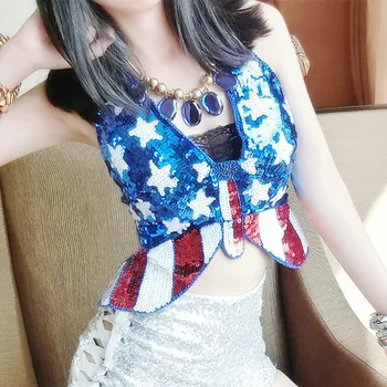 

Jazz Dance Tops Fashion Dj Sequin Rave Outfit Pole Dance Gogo Dancer Performance Clothing Nightclub Singers Stage Wear DC4055