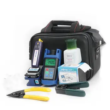 

TFH-8E FTTH Fiber Optic Tool Kit with Fiber Cleaver Power Meter 5km VFL Drop cable stripper