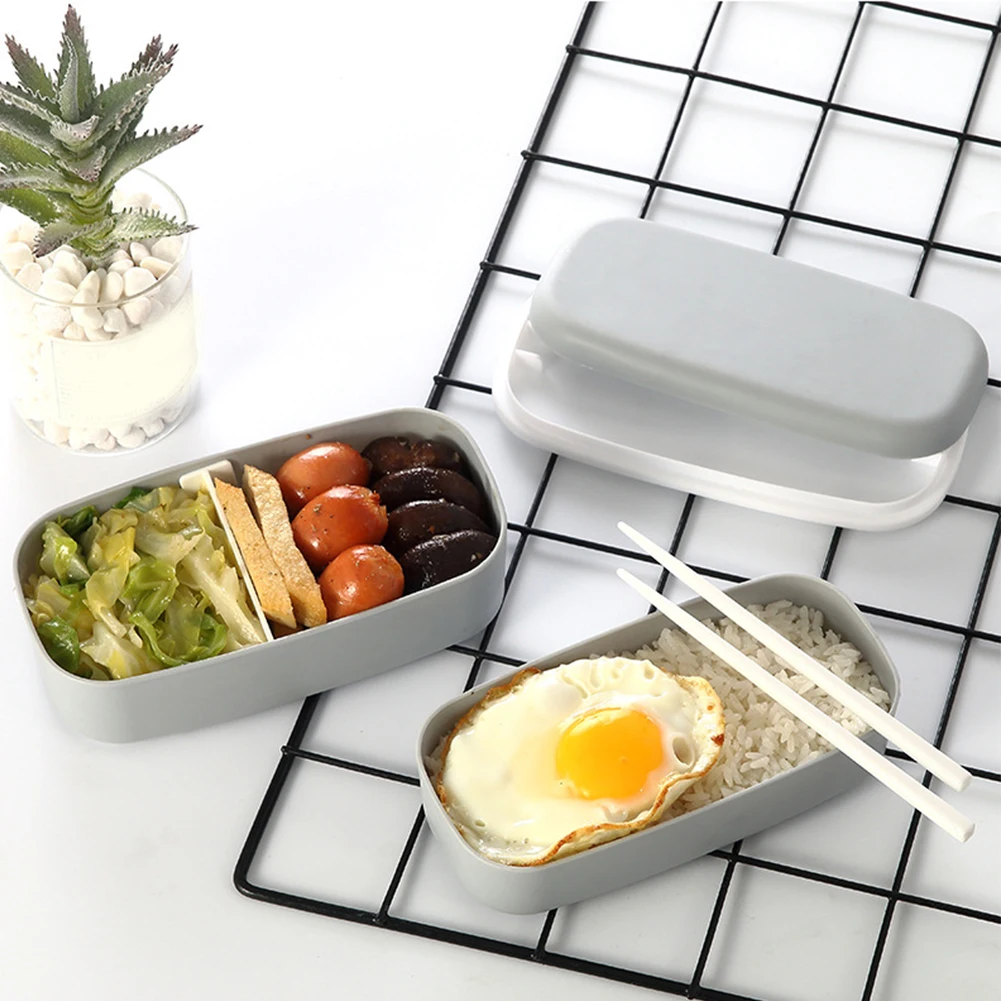 Bento Box для детей и взрослых, многоразовая коробка для хранения продуктов питания, портативная Съемная двухслойная Изолированная с столовыми приборами, японский стиль, школьная работа