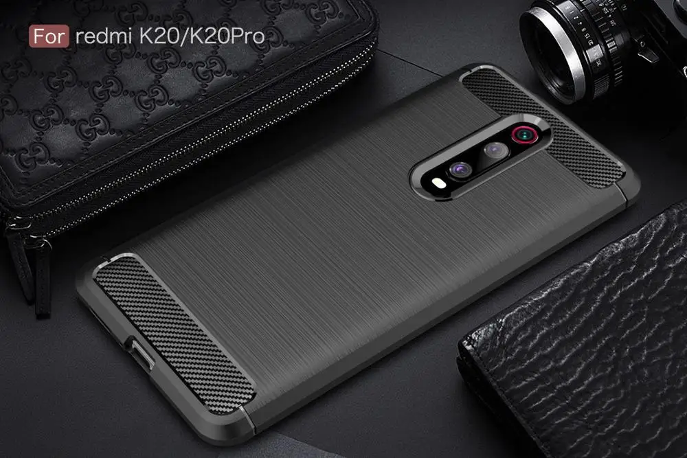 Силиконовый мягкий чехол для Xaomi Redmi Note 8 Pro Чехол из углеродного волокна для Xiaomi Redmi 7 A S2 Note 7 K20 Pro матовый чехол - Цвет: black