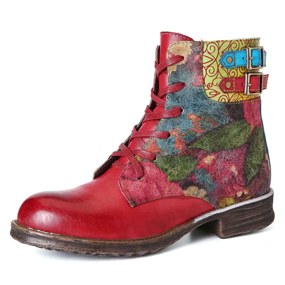 wine red SOCOFY/botas mujer; женские ботинки из натуральной кожи на молнии со шнуровкой; женская обувь; Сезон Зима; коллекция года - Цвет: wine red