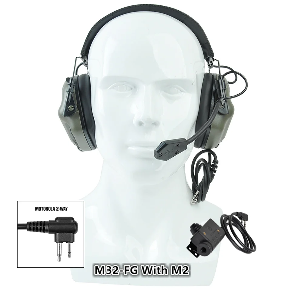 M32-FG with M2 EARMOR тактическая гарнитура и PTT Набор для шумоподавления наушники военная авиация связь Softair наушники стрельба - Цвет: M32-FG with M2