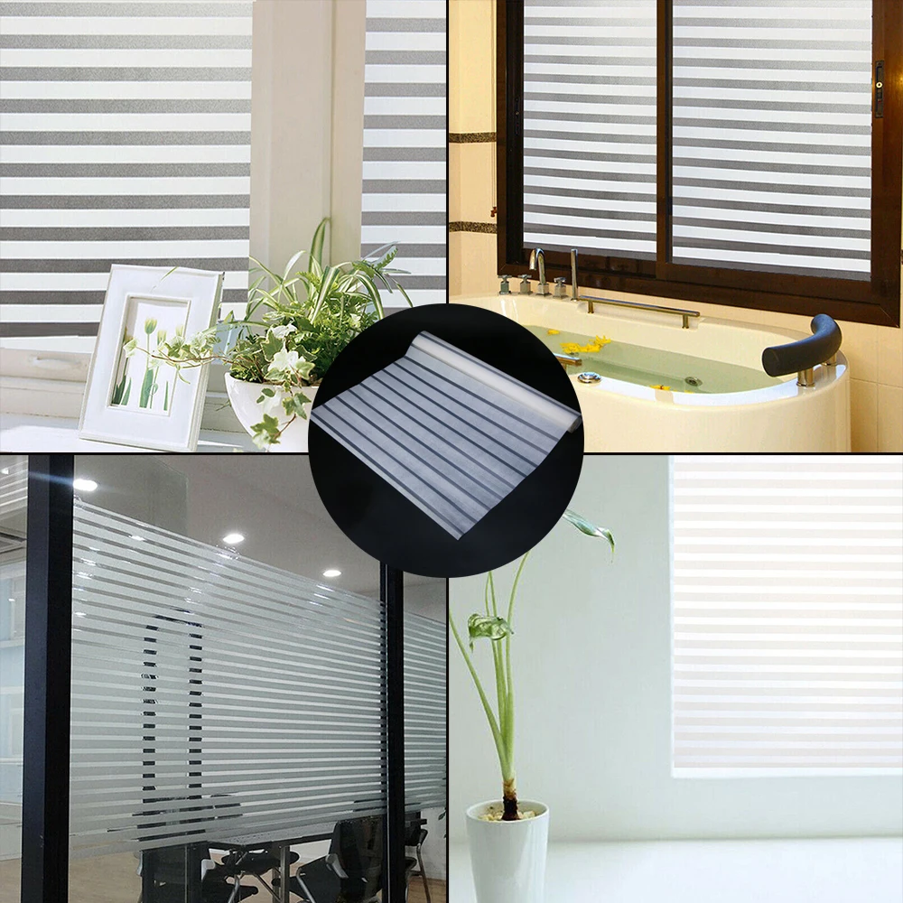 

45x200cm Home Office Privacy Protective Stickers Frosted Opaque Glass Window Film Striped Shutters Sticker Bathroom Supplies