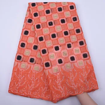 

Peach African Laces Fabric 2020 High Quality Swiss Voile Lace Embroidery Nigerian Cotton Lace Fabric For Wedding Y1850