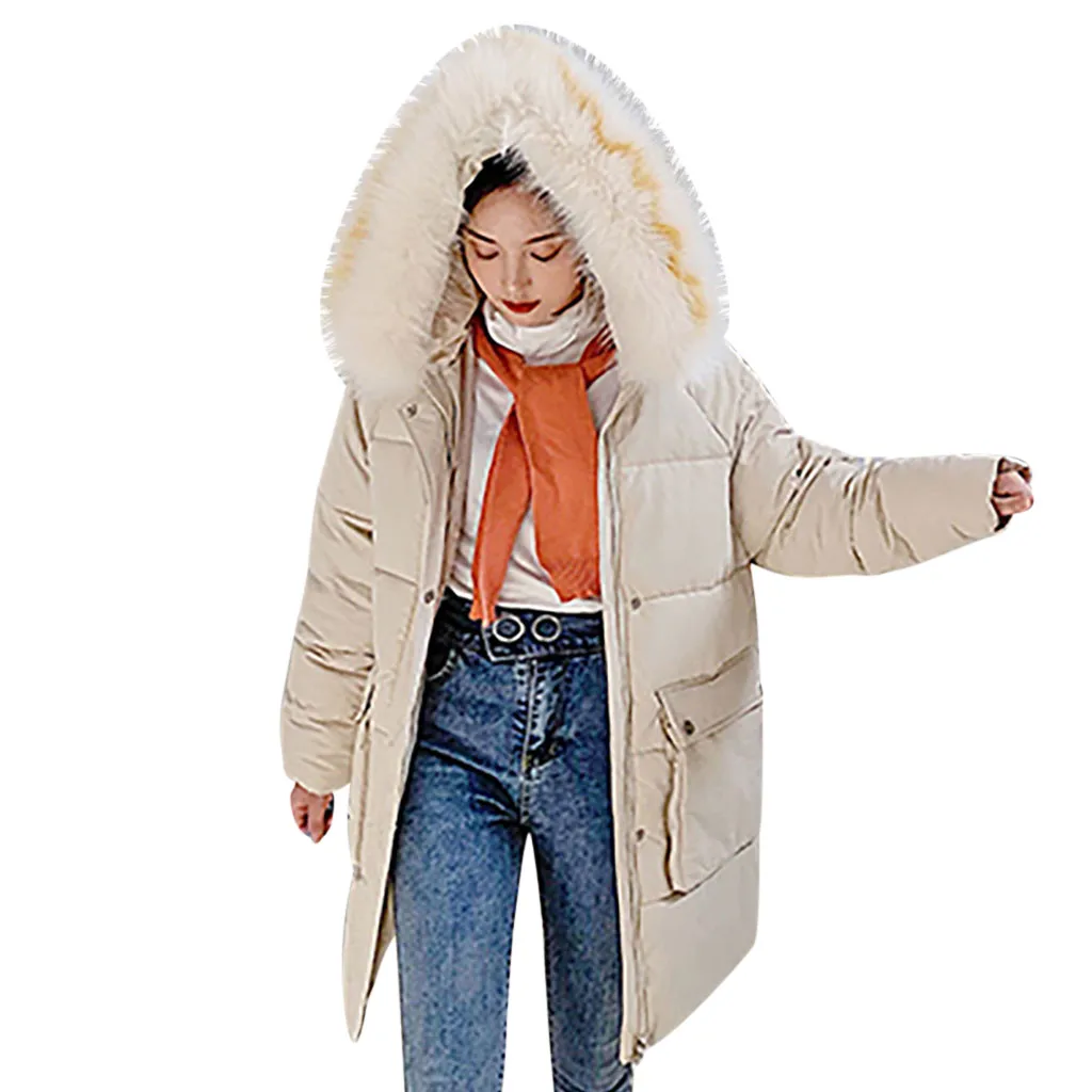 BG Womail Womens Coats Solid Casual Thicker Winter Warm Loose Jacket Long Overcoat coat women S-3XL - Цвет: BG