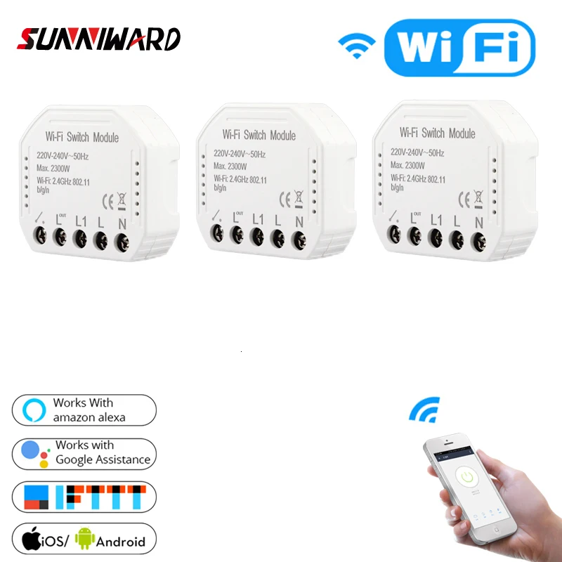 3 pcs Wi-Fi дистанционный выключатель освещения Diy Переключатель Smart Life/приложение Tuya дистанционное управление, с Alexa Echo Google Home 1/2 способ - Цвет: 3 pcs