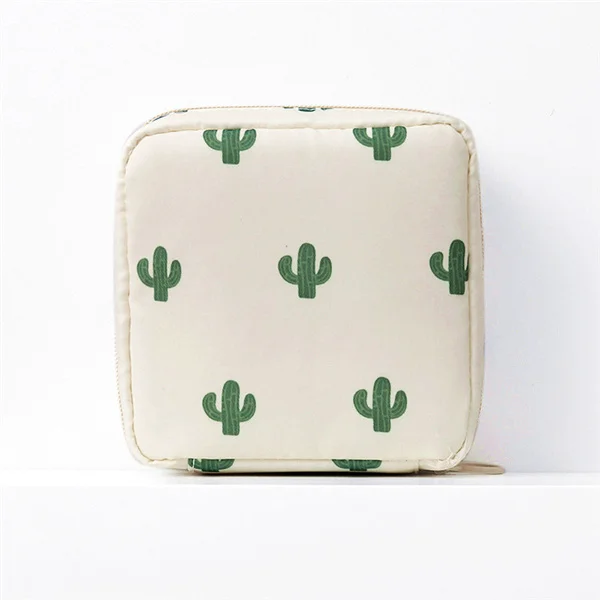 beige cactus PURDORED 1 шт. косметичка с мультяшным принтом, женская косметичка, водонепроницаемый дорожный мешочек для косметики, сумка-Органайзер для помады, несессер - Цвет: beige cactus