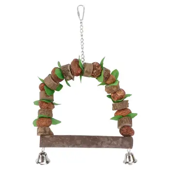 

1Pc Parrot Swing Standing Swing Bird Hanging Toy Wood Stand Rack Pet Swing Toy
