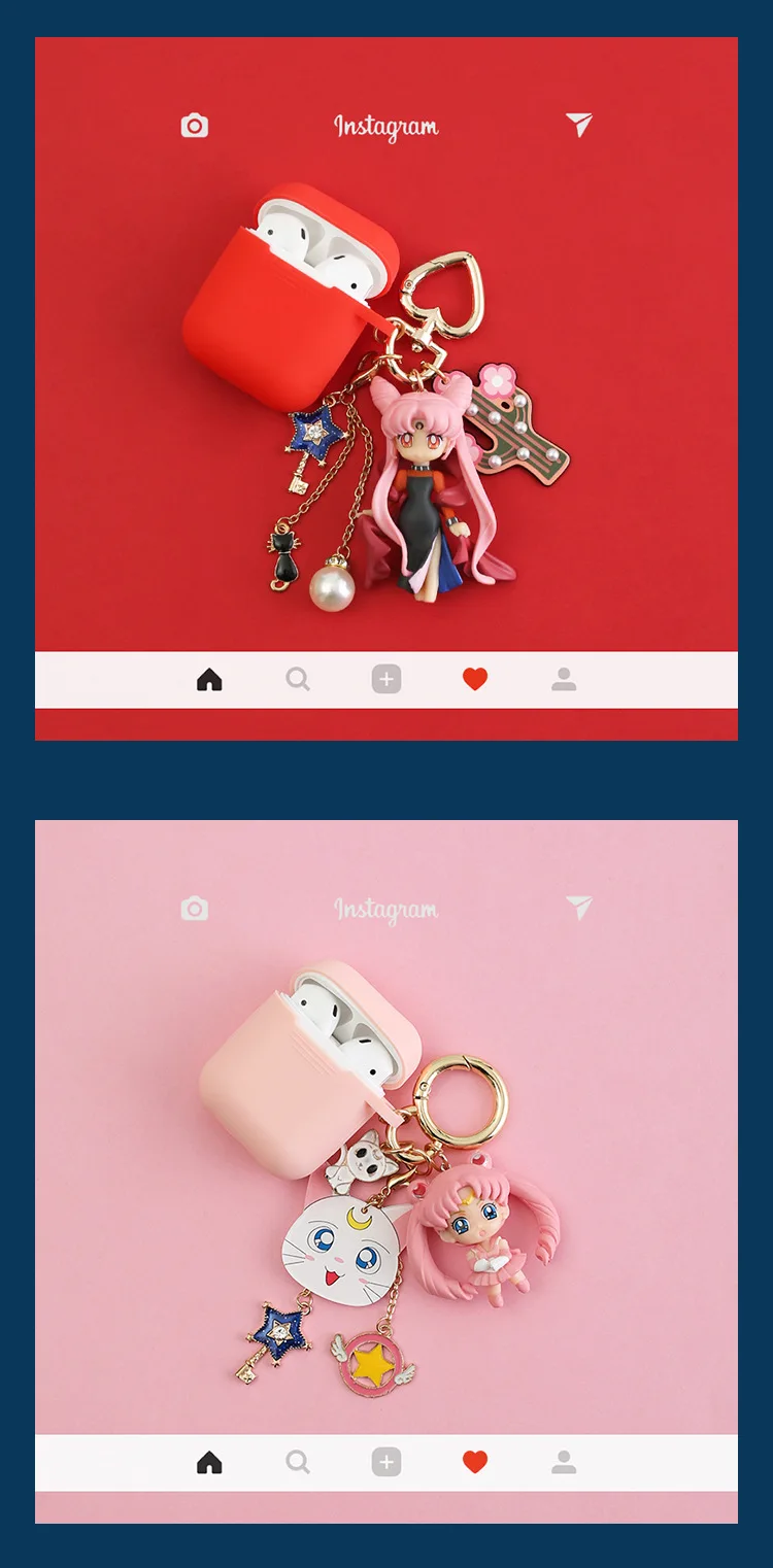 Sailor Moon Tsukino Usagi Рисунок брелок Подвеска Silcone защитный чехол аксессуары Bluetooth беспроводной чехол для наушников
