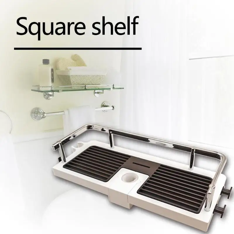 Bathroom Pole Shelf Shower Bath Storage Rack Soap Organizer Hollow Tray