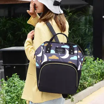 

Mummy Backpacks Print Oxford Bags Women Large Capacity Satchel Rucksack Durable Convenient Milk Keep Warm Compartment Fashion