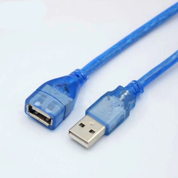 USB2.0 мужчина к гнездовому разъёму провод-удлинитель/AM to usb-кабель шнур/мужского и женского пола/прозрачный синий/провод из чистой меди