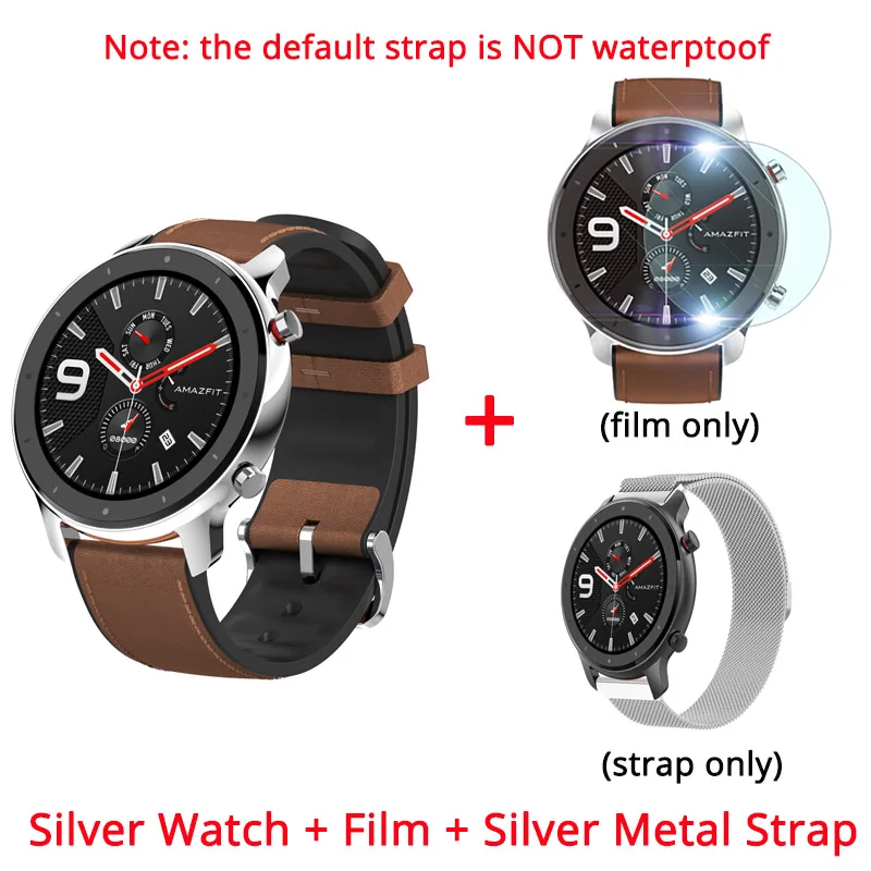 silver nsilver metal Смарт-часы AMAZFIT GTR 47 мм международная версия 5ATM 1,3" AMOLED gps+ ГЛОНАСС умные часы мужские 24 дня батарея - Цвет: silver nsilver metal