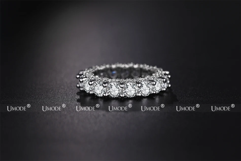 UMODE ювелирные изделия модные новые круглые циркониевые Кристальные роскошные кольца вечности для женщин с покрытием CZ обручальное кольцо ювелирные изделия AUR0579A