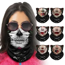Модный сахарный череп бесшовная Балаклава полулицевая маска для рыбалки Велоспорт головной убор шеи рукавицы банданы голова ветрозащитный спортивный шарф