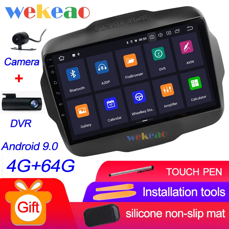 Android Car Radio Wekeao сенсорный экран 10,1 ''Android 9,0 Автомагнитола для Jeep Renegade Android авто gps навигация - Цвет: Android Car Radio