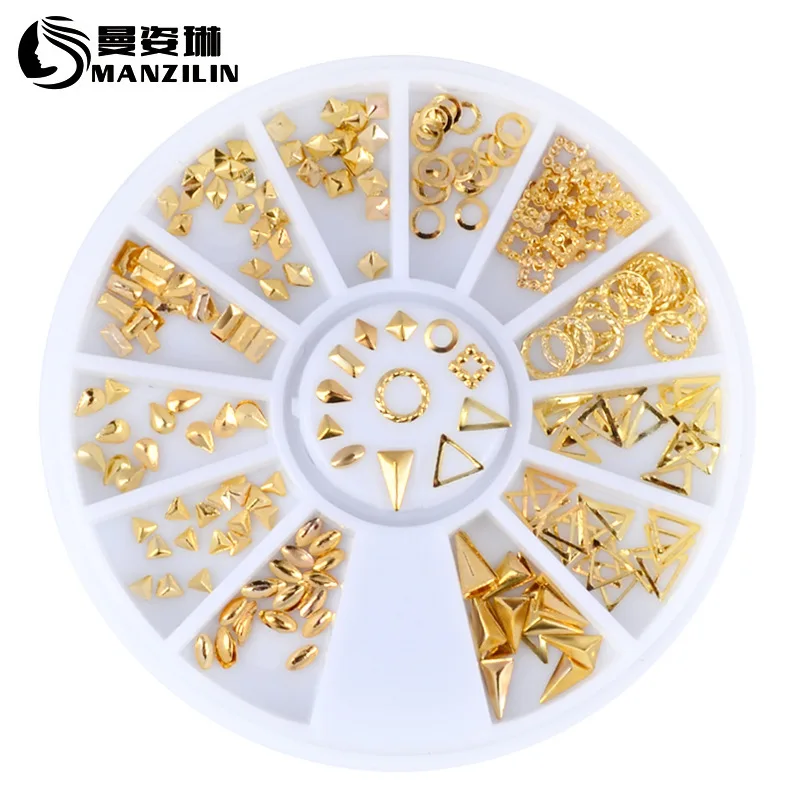 Mann pose Lynn Japanese nail accessories metal rivet disc box of mini rice triangle circular 84 | Красота и здоровье