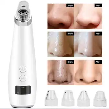 

5 in 1 Electric Blackhead Removal Suction Instrument Hot Compress Face Pore Cleaner Silver Transparent Head BeautyTool for Home