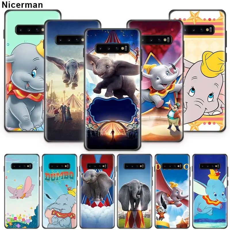 

Dumbo Elephant Cute Case for Samsung Galaxy S10 5G S8 S9 S7 Plus S10e Note 10 9 8 Black Silicone Phone Shell Coque Abdeckungen