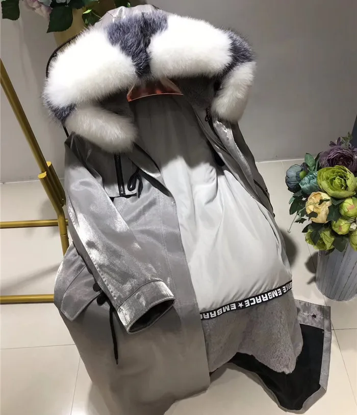 

winter waterproof parka women natural Rex rabbit liner long winter Jacket real fox fur collar hooded thick warm parks