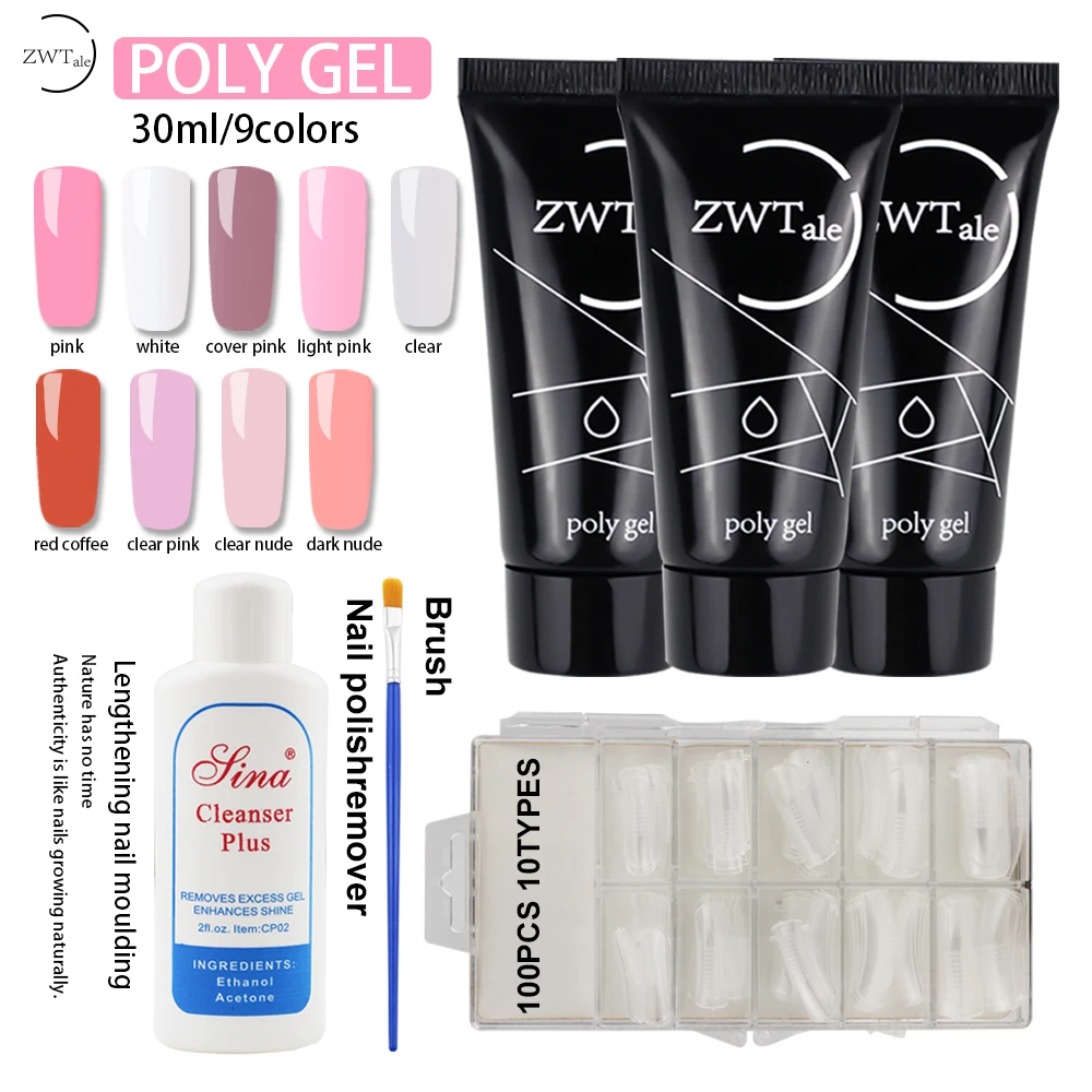 

ZWTale 30ml Poly Gel Clear Pink White Quick Nail Finger Extension Gel Polish Nail Art Gel Manicure Varnis semi permanant uv