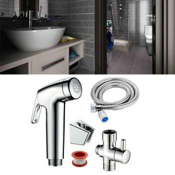 

Ship Hand Held Shower Head Bidet Toilet Spray Diverter Jet Shattaf Kit Chrome 1.5m Shower Hose For Barthroom