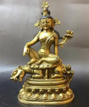 

7" China Antique Brass Gold Plated Buddha Statue