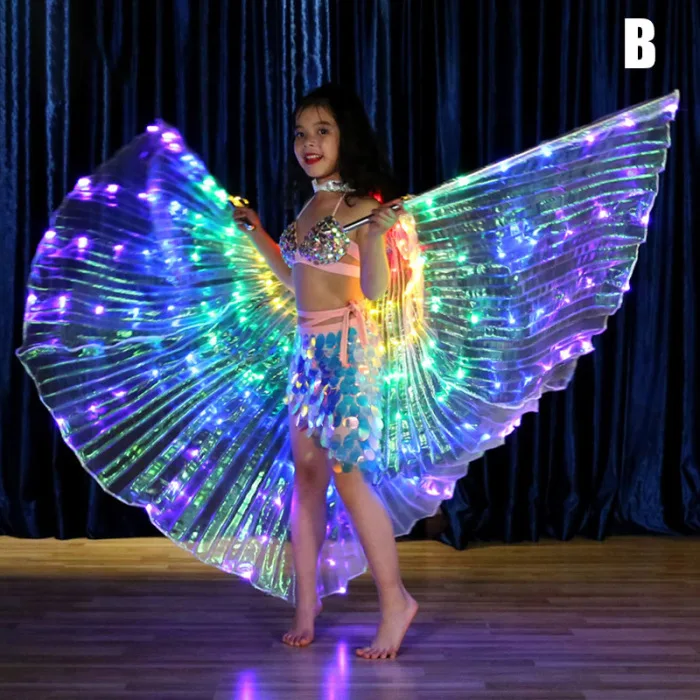 Children Dancers LED Cloak Performance Luminous Butterfly Wing Belly Dancing Carnival Prop JAN88