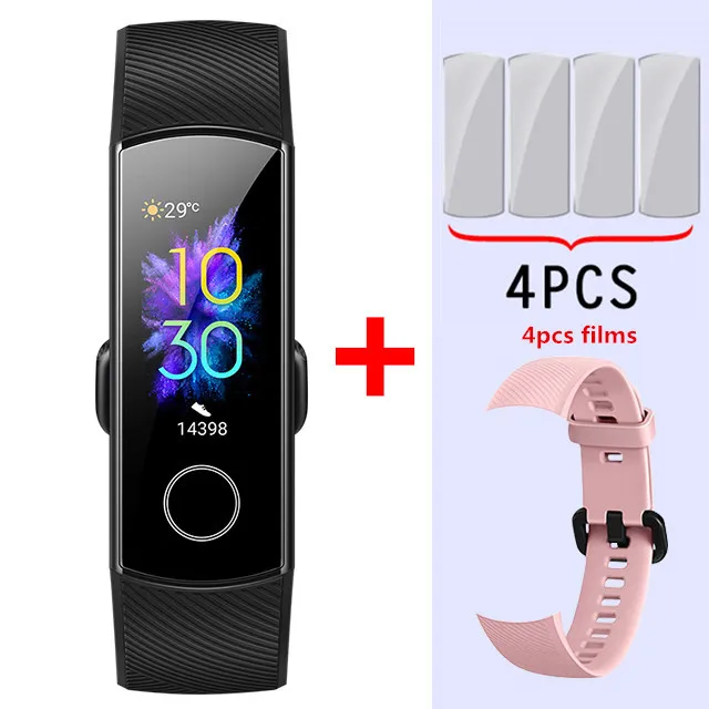 add Pink Strap Смарт-браслет huawei Honor Band 5 Wirstband с кислородом и сенсорным экраном для плавания, фитнес-трекер, браслет для измерения пульса и сна - Color: add Pink Strap