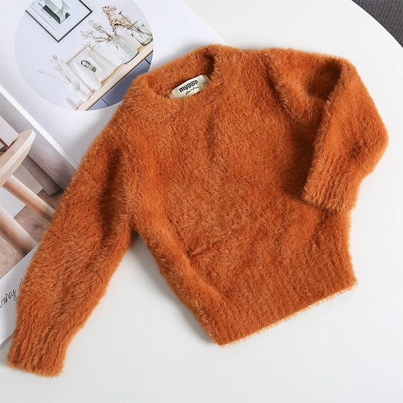 Свитера для девочек зимняя одежда новая стильная куртка-свитер с имитацией норки теплое пальто для малышей от 1 до 3 лет Детские свитера