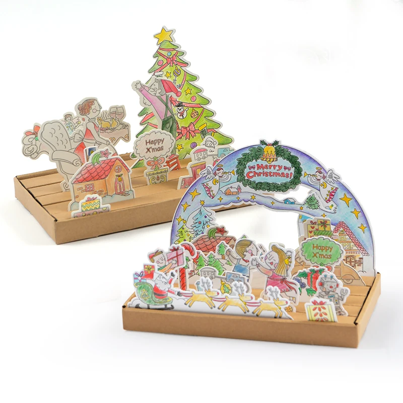 MiDeer DIY игрушки детские раскраски Рождество Набор открыток 3D сцена 3Y+ творчество воображение Hands-On способность дети украшения подарок
