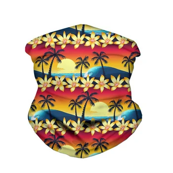 

WHEREISART Tropical Summer Palm Flower Pattern Dustproof Face Magic Scarf Headwears Seamless Multi-use Motorcycle Balaclavas