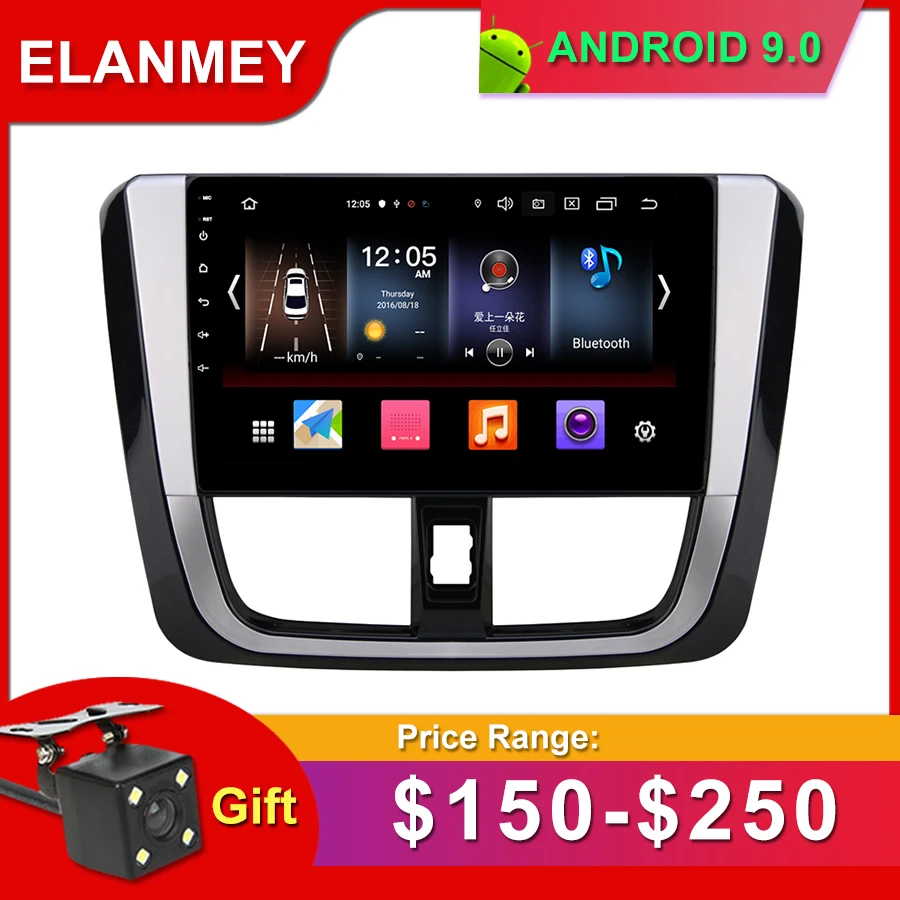 

Gift Camera Car Radio for TOYOTA YARIS vios 2016 Android 9.0 GPS Navigation Bluetooth Touch screen Car Audio Stereo Multimedia