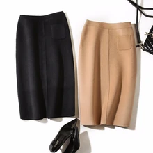 Высококачественная шерстяная двойная Длинная элегантная юбка для женщин, Осенняя шерстяная юбка для темпераментных офисных леди, новая весенняя женская юбка K292