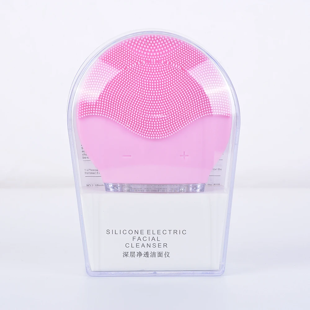 style C-pink Мини электрическая Очищающая щетка для лица, силиконовый звуковой очиститель, Глубокая очистка пор, водонепроницаемый скруббер для лица, USB - Цвет: style C-pink