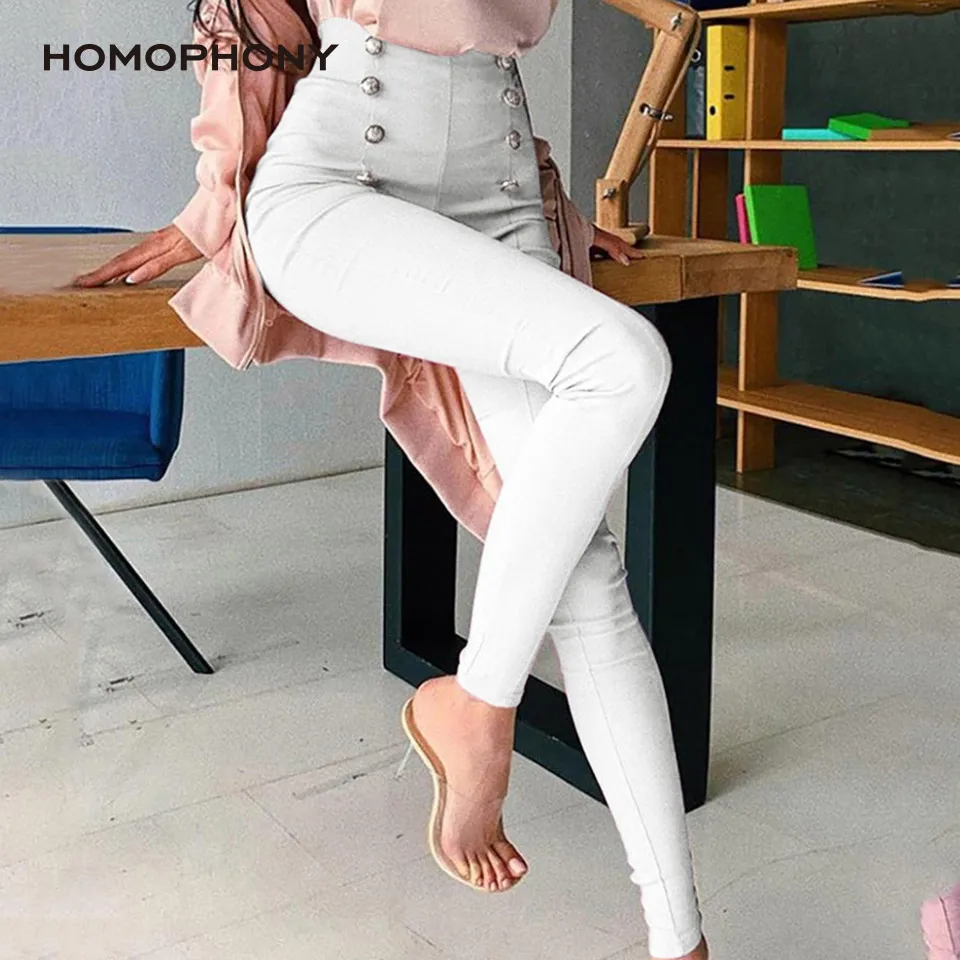 Брюки HOMOPHONY женские офисные с эластичным высоким поясом модные размера