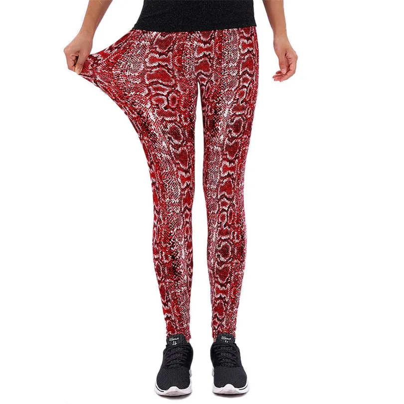 INDJXND Women Legging High Waist Snake Pattern Leggings Snake Printed Leggings Plus Size Pants Workout Legging Fashion Female