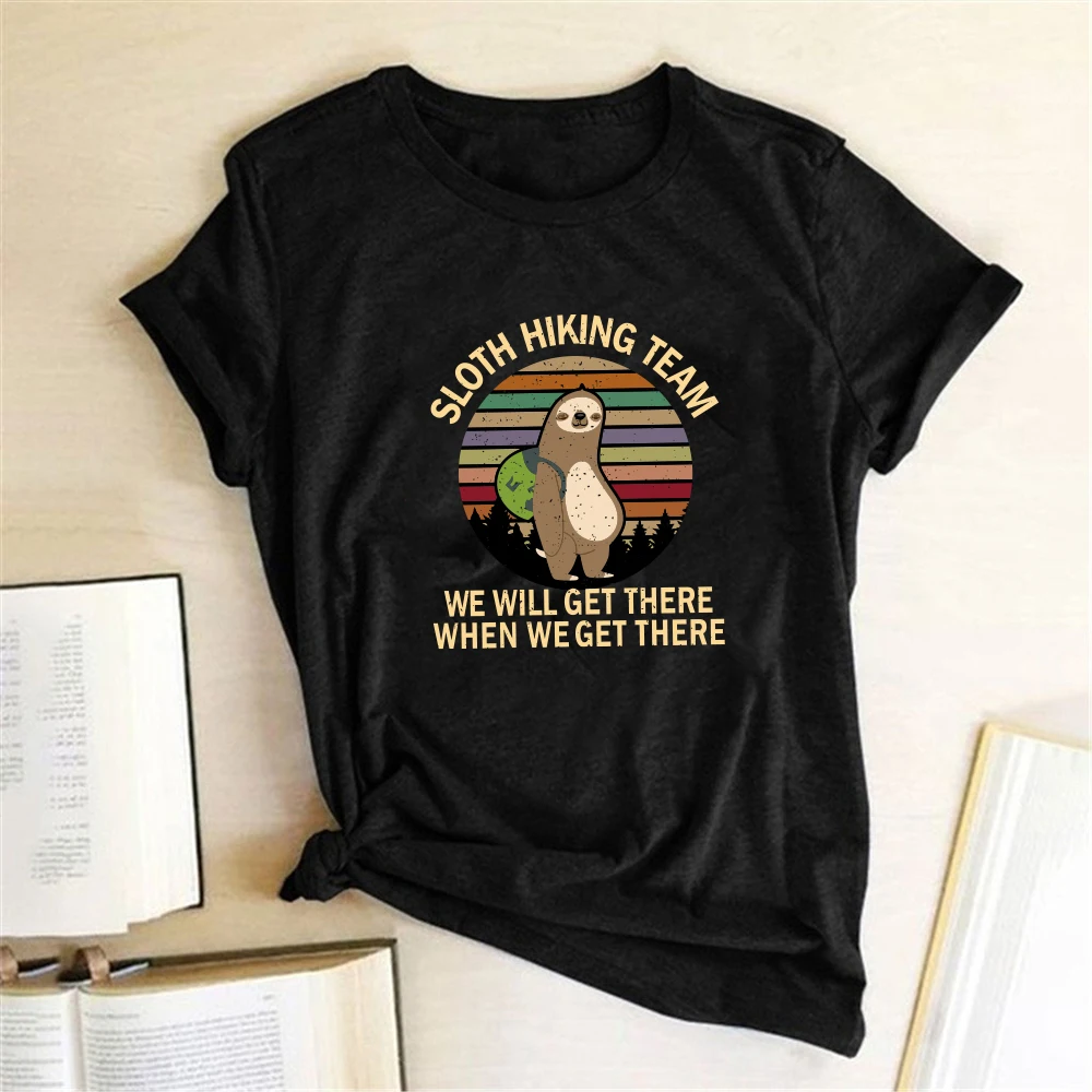 Sloth Hiking Team Women Graphic T-shirts Printed JKP4750