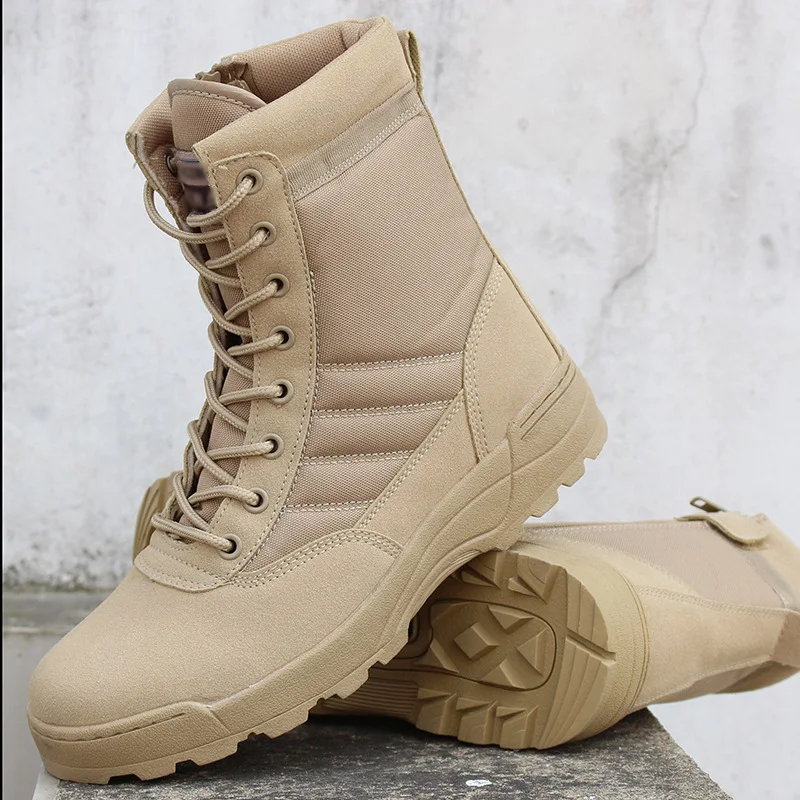 Мужские военные ботинки-дезерты; мужские уличные дышащие Туфли-кроссовки для женщин; нескользящая обувь; модные армейские ботинки; Размеры 37-46 - Цвет: sand