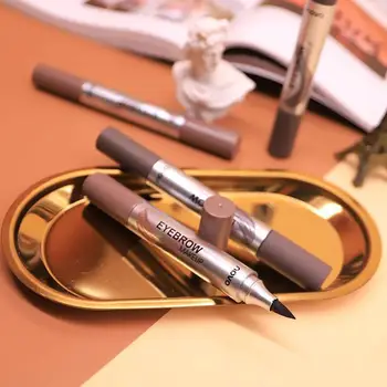 

Double-headed Eyebrow Pencil Natural Brown Eyebrow Powder Brow Tattoo Enhance Pencil Eyebrow Gel K5Q7
