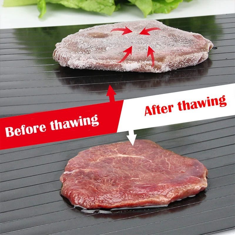 

Square Quick Thawing Tray 2 Pieces Thawing Frozen Food Meat Fish Fruit Ice Cube Meat Fruit Thawing Plate Kitchen Gadget