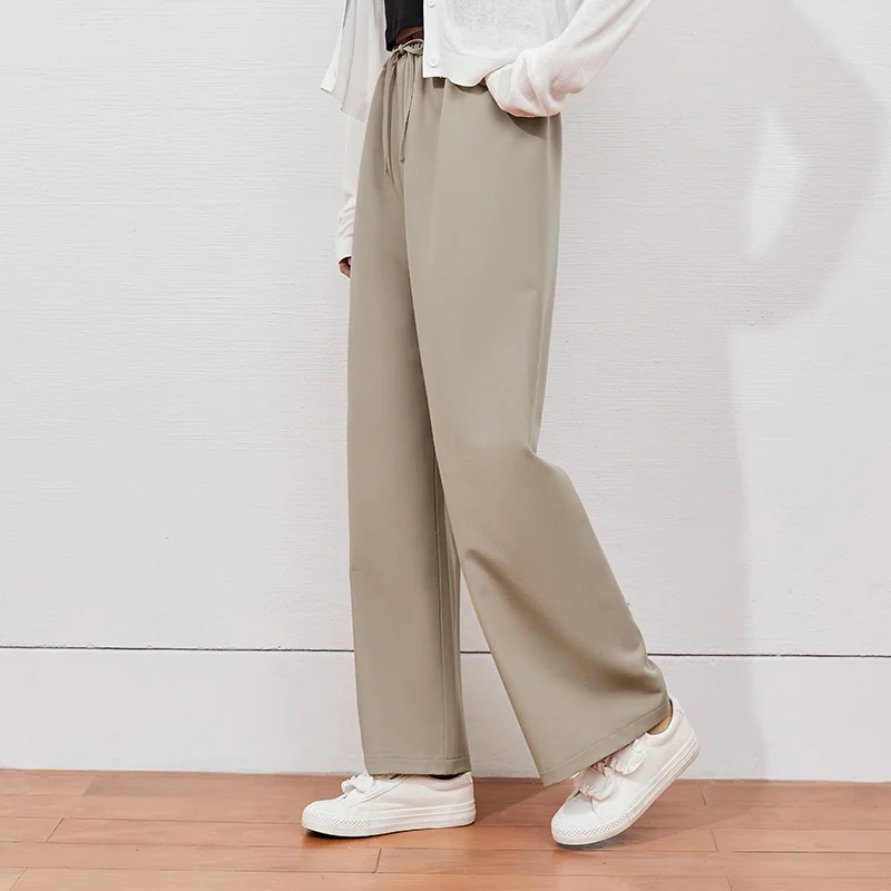 SEMIR Casual Trousers Women'S Loose Straight-Leg Pants Drape 2021 Summer New Style Thin Trend Khaki Casual Pants wide leg pants Pants & Capris