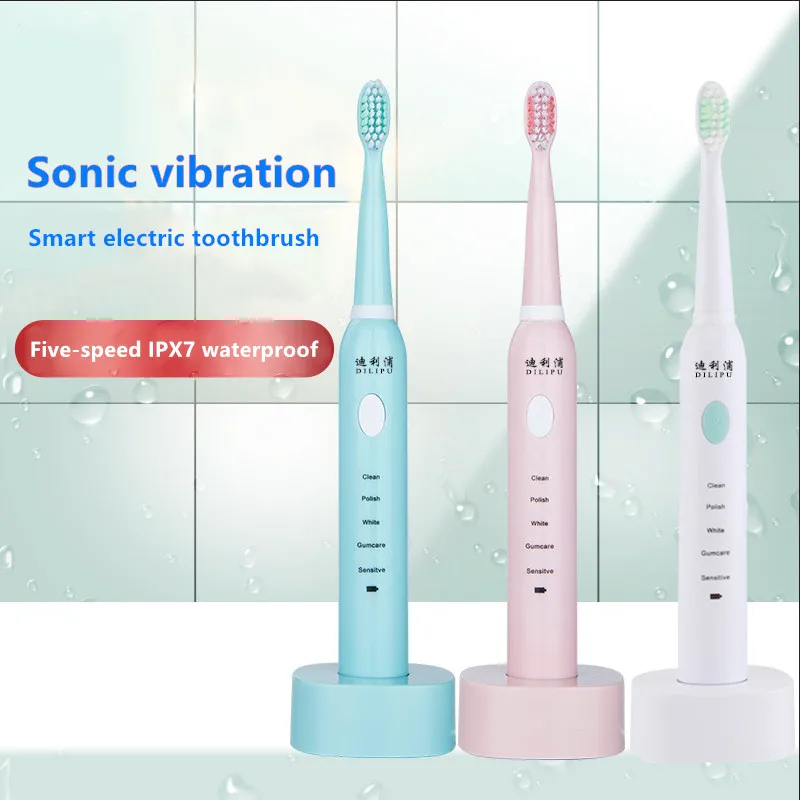

Electric Toothbrush Sonic Wave Rechargeable Top Quality Toothbrush Head Replaceable Whitening Tooth brush10 Brush Head