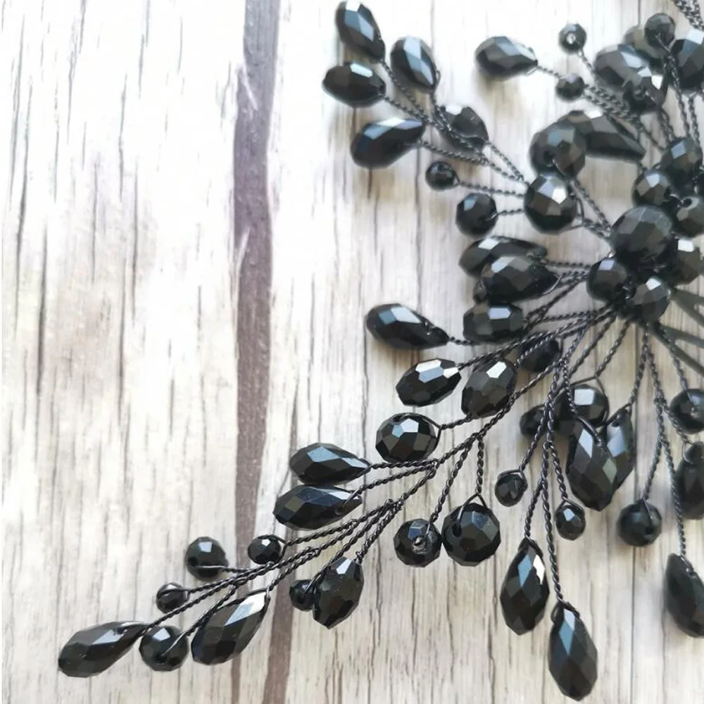 Black Crystal Women Hair Combs Bridal Hair Accessories Wedding Jewelry Bridal Head Decoration Ornament hair accessories bridal hair accessories bridal jewelry set